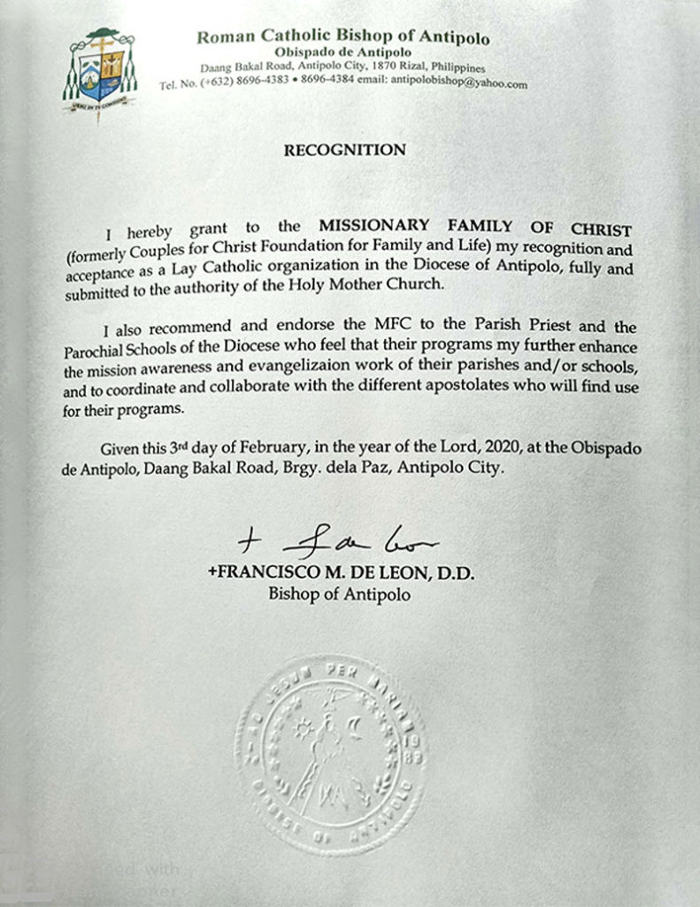 Diocese of Antipolo recognition